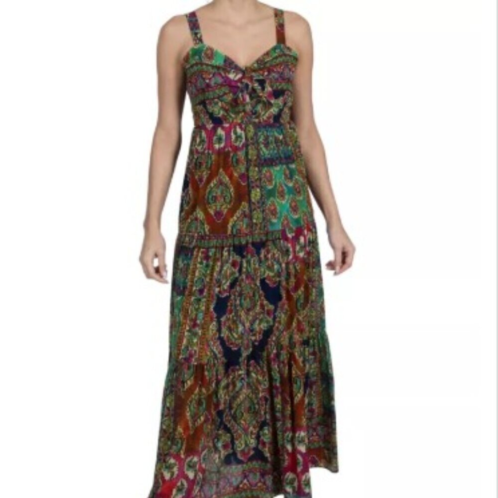 Robbie Bee Women's 10 Petite Sleeveless V-Neck Paisley A-Line Maxi Dress - Picture 7 of 16